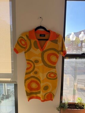 70s Retro Knit Polo Dress